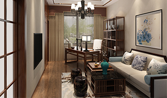 整木定制花鳥古韻新中式風(fēng)格，別墅全屋效果圖