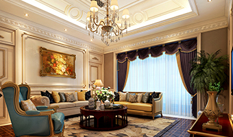 整木定制法式風(fēng)格，金色別墅裝修案例效果圖