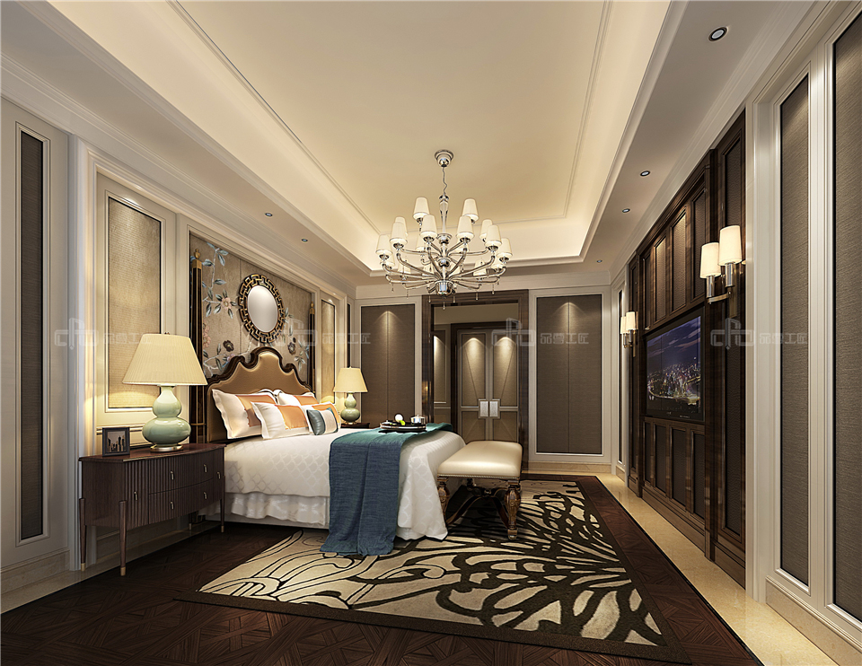 美式全屋整木定制風(fēng)格，臥室效果圖大全(圖2)