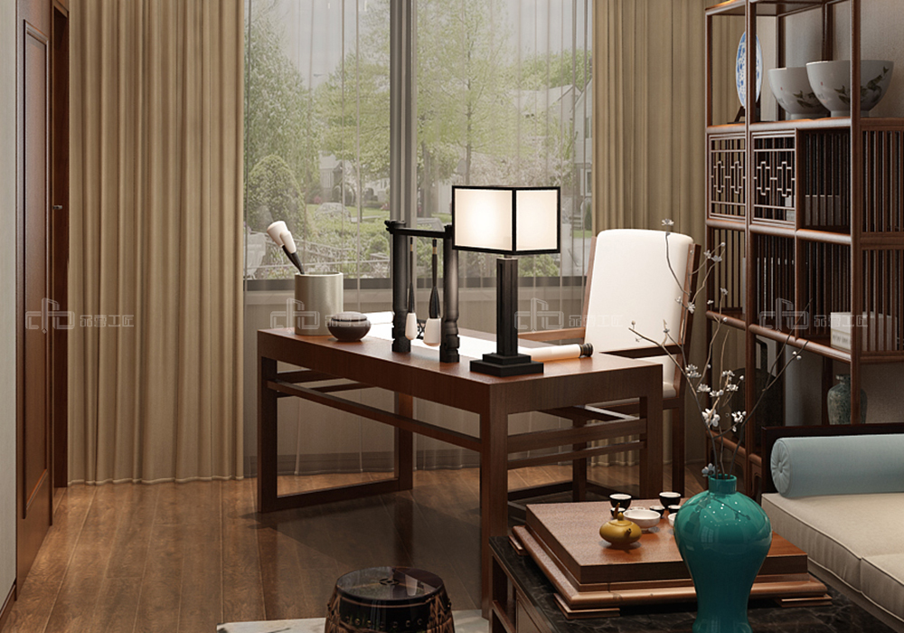 整木定制花鳥古韻新中式風(fēng)格，別墅全屋效果圖(圖10)
