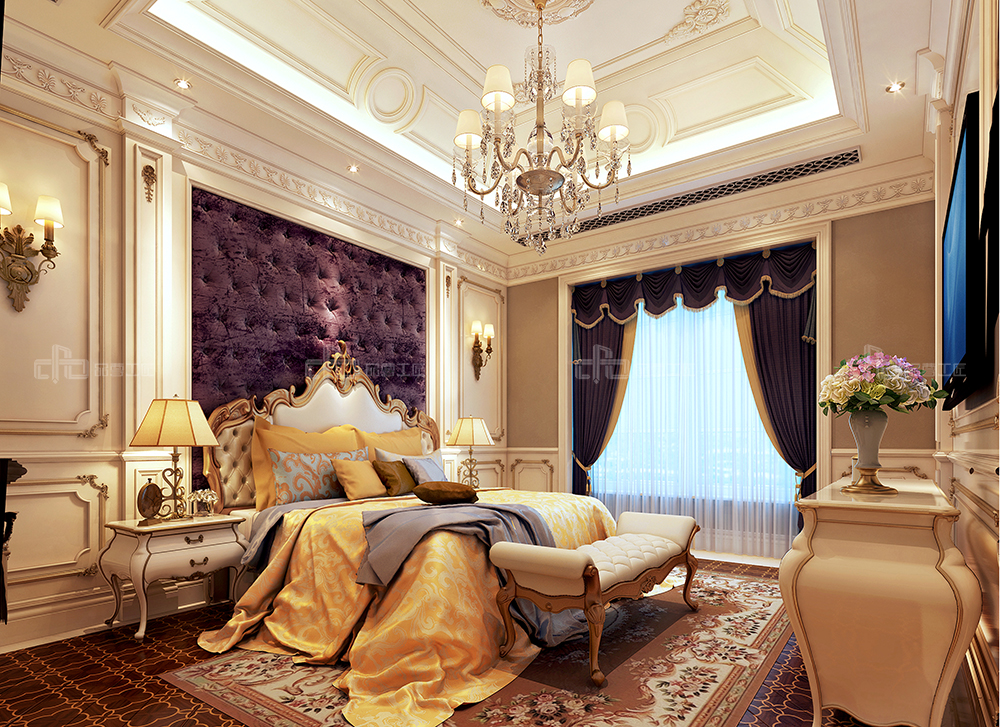 整木定制法式風(fēng)格，金色別墅裝修案例效果圖(圖7)