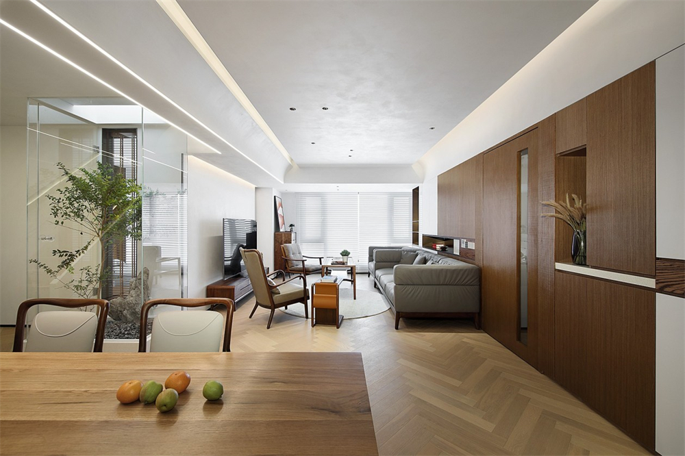 200㎡大平層整木定制，現(xiàn)代極簡風格(圖3)